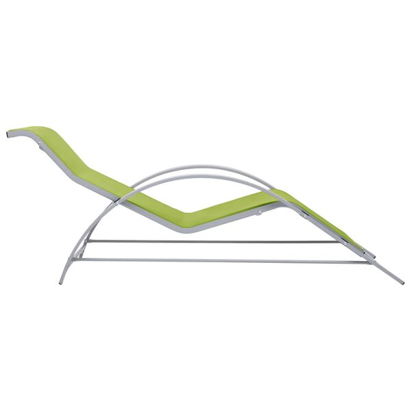 vidaXL Sun Loungers 2 pcs with Table Aluminium Green