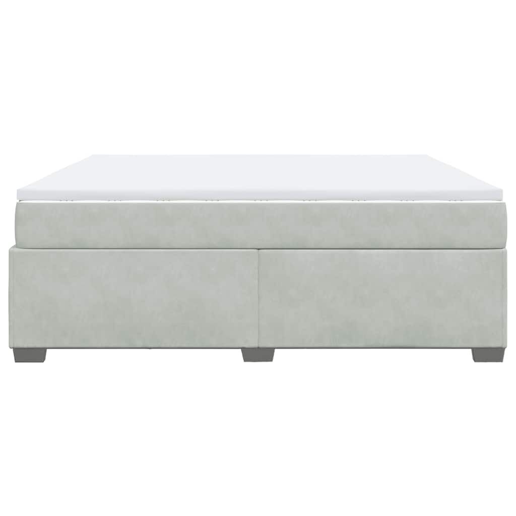vidaXL Box Spring Bed with Mattress Light Grey King Velvet
