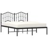 vidaXL Metal Bed Frame without Mattress with Headboard Black 150x200cm