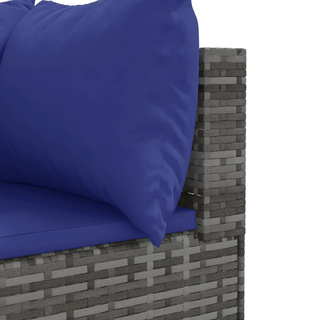 vidaXL 7 Piece Garden Lounge Set with Cushions Grey Poly Rattan