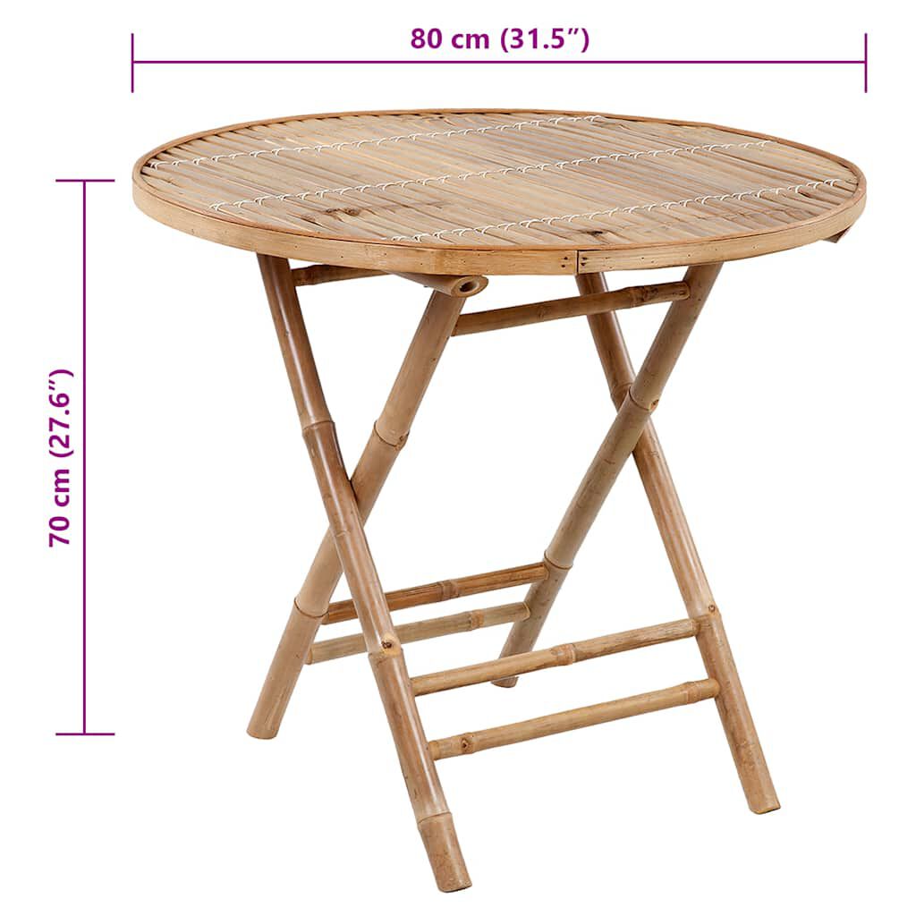 vidaXL 5 Piece Folding Outdoor Dining Set with Cushions Bamboo