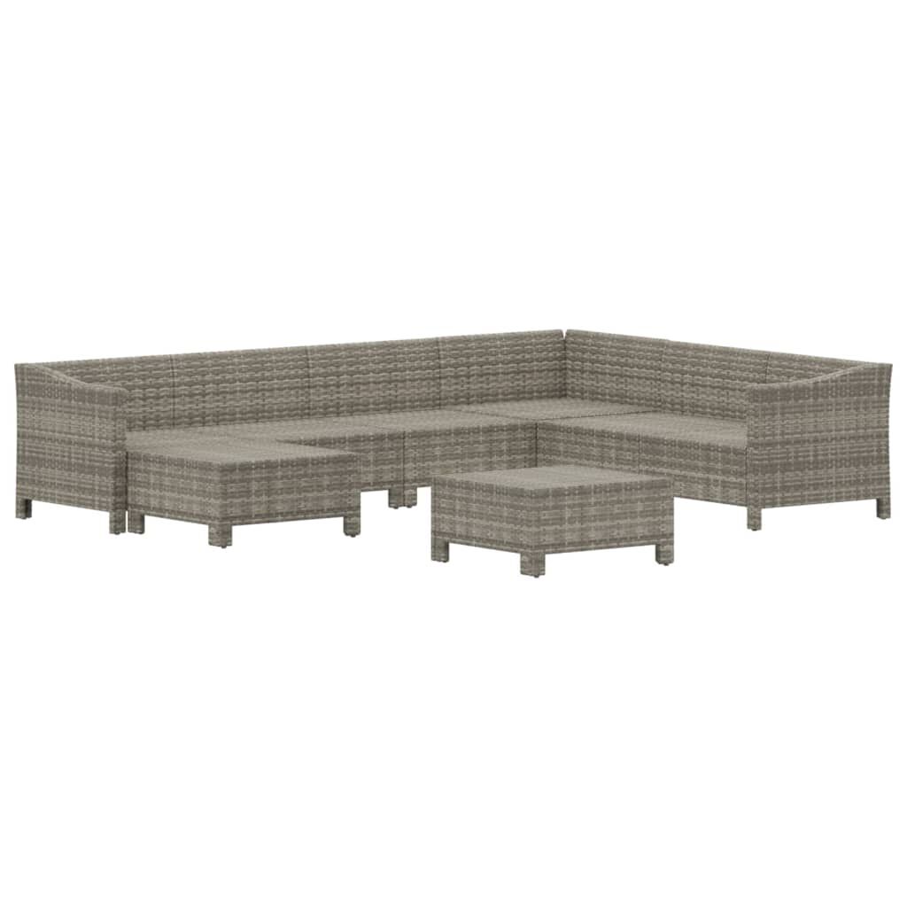 vidaXL 8 Piece Garden Lounge Set with Cushions Grey Poly Rattan