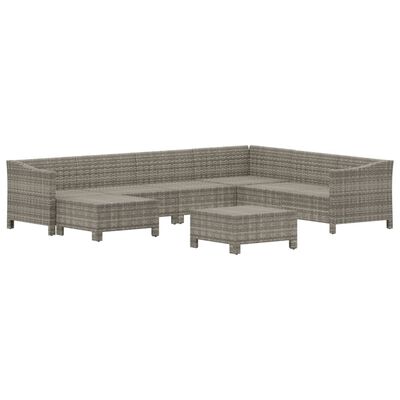 vidaXL 8 Piece Garden Lounge Set with Cushions Grey Poly Rattan