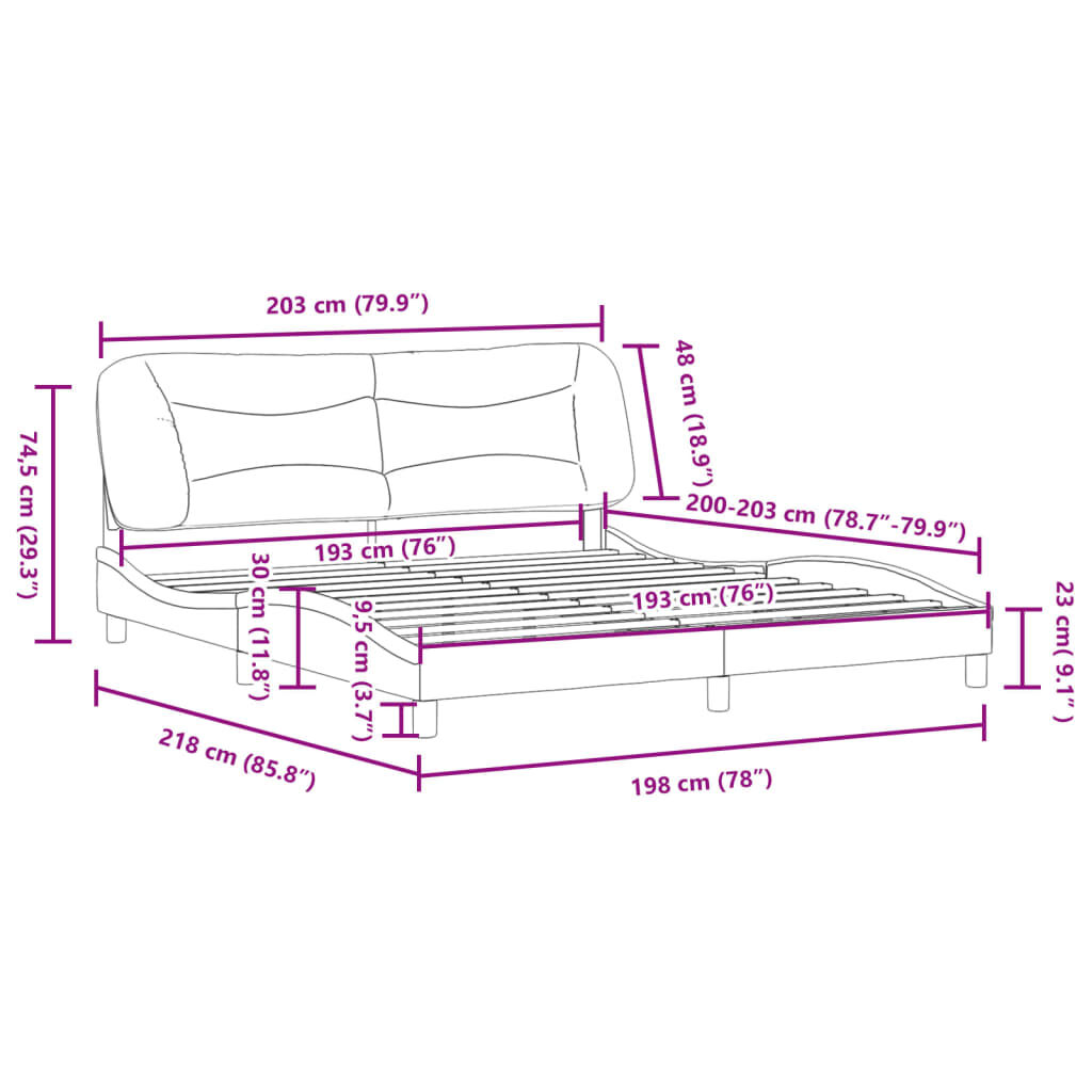 vidaXL Bed Frame without Mattress Dark Grey 193x203 cm Fabric