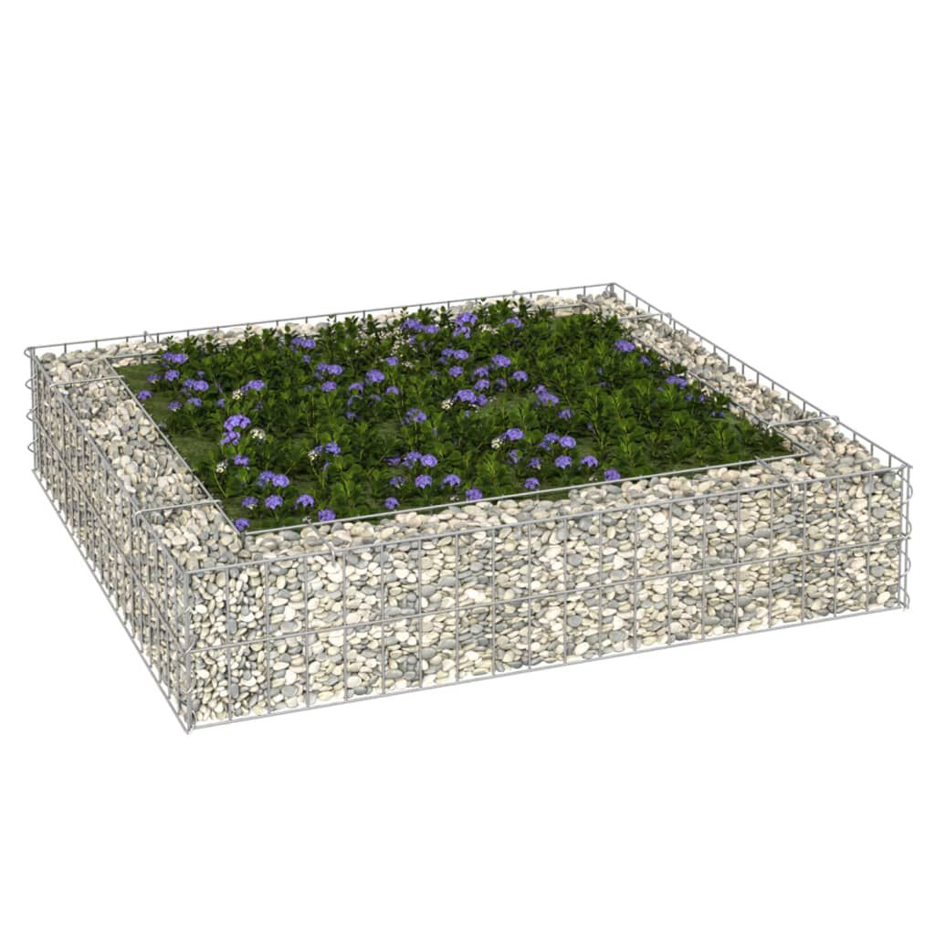 vidaXL Gabion Raised Bed Galvanised Steel 100x100x20 cm