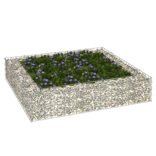 vidaXL Gabion Raised Bed Galvanised Steel 100x100x20 cm