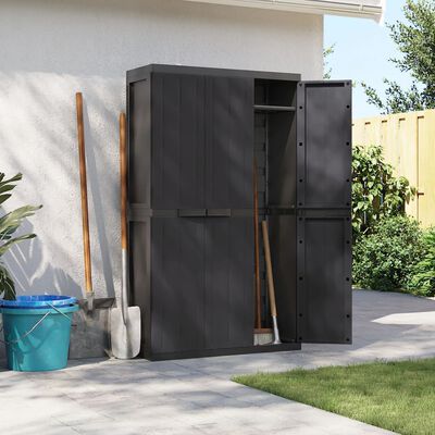 vidaXL Outdoor Storage Cabinet Black 97x37x165 cm PP