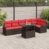 vidaXL Garden Sofa Set with Cushion 7 pcs Brown Poly rattan