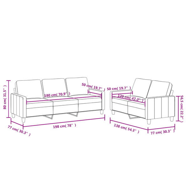 vidaXL 2 Piece Sofa Set with Cushions Black Faux Leather