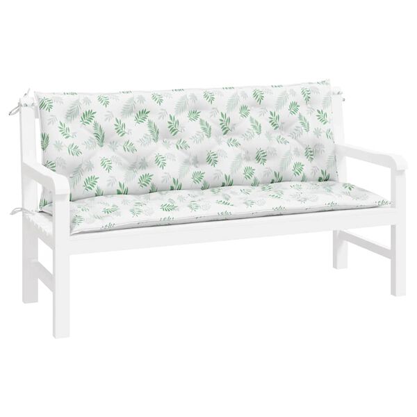 vidaXL Garden Bench Cushions 2 pcs Leaf Pattern 150x50x7 cm Fabric
