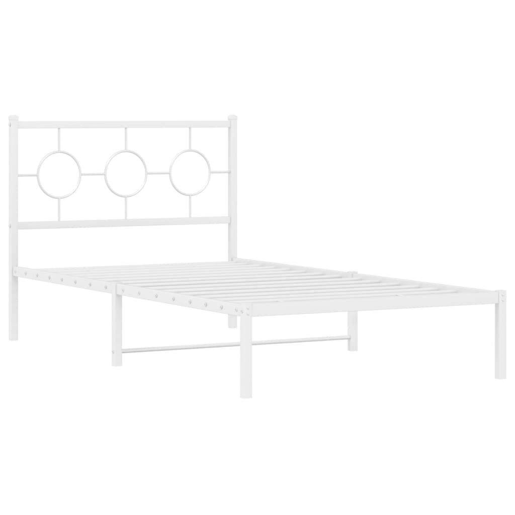 vidaXL Metal Bed Frame without Mattress with Headboard White 100x200cm