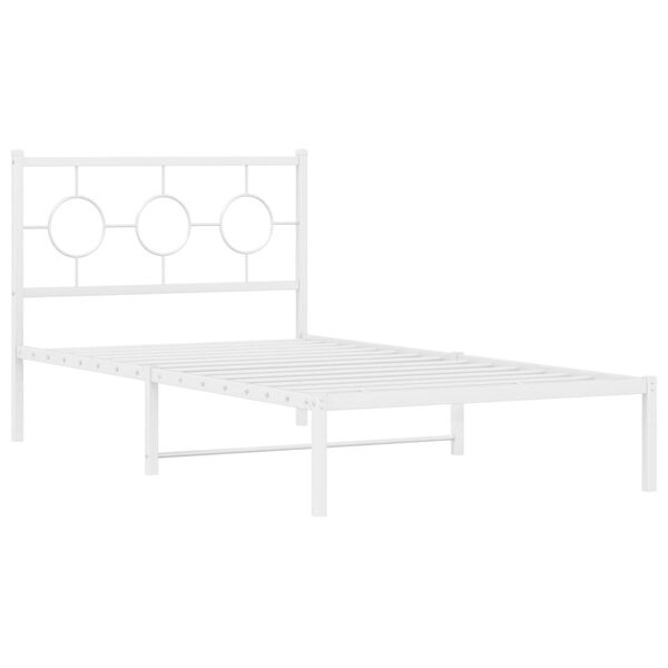 vidaXL Metal Bed Frame without Mattress with Headboard White 100x200cm