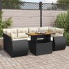 vidaXL 7 Piece Garden Sofa Set with Cushions Black Poly Rattan