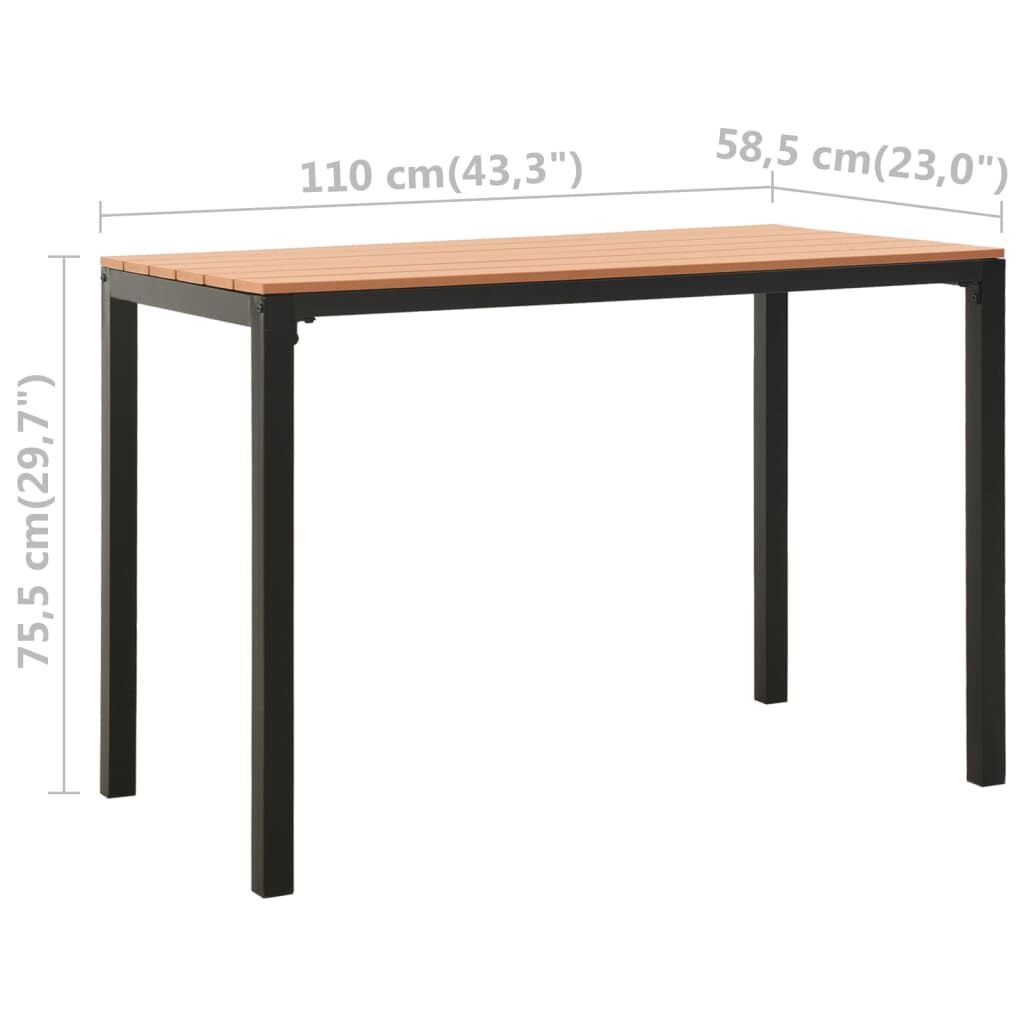 vidaXL 3 Piece Garden Dining Set Steel and WPC Brown and Black