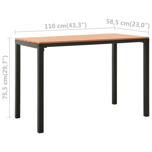 vidaXL 3 Piece Garden Dining Set Steel and WPC Brown and Black