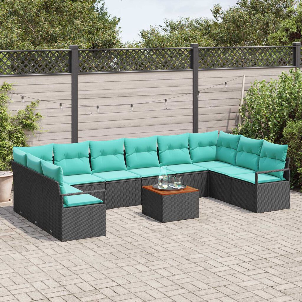 vidaXL Garden Sofa Set 11 pcs Black and turquoise