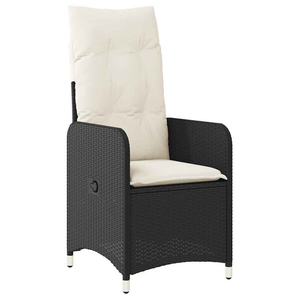 vidaXL 3 Piece Garden Bistro Set with Cushions Black Poly Rattan