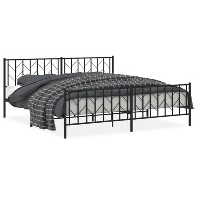 vidaXL Metal Bed Frame without Mattress with Footboard Black 193x203 cm