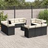 vidaXL 13 Piece Garden Sofa Set with Cushions Black Poly Rattan