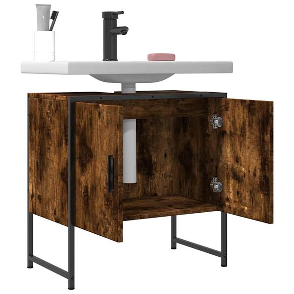 vidaXL Bathroom Sink Cabinet Smoked Oak 60x33x60 cm Engineered Wood