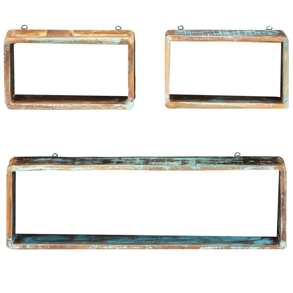 vidaXL 3 Piece Wall Cube Shelf Set Soild Reclaimed Wood