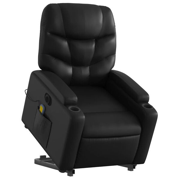 vidaXL Electric Stand up Massage Recliner Chair Black Faux Leather
