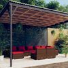 vidaXL 9 Piece Garden Lounge Set with Cushions Brown Poly Rattan