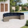 vidaXL Garden Sofa with Cushions Half-Round Grey Poly Rattan