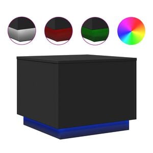 vidaXL Coffee Table with LED Lights Black 50x50x40 cm