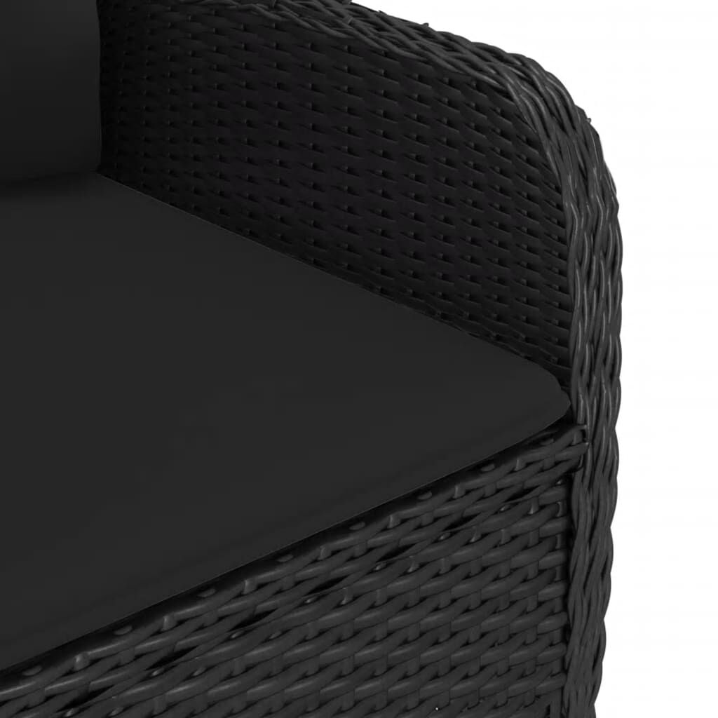 vidaXL 3 Piece Garden Bistro Set Poly Rattan and Acacia Wood Black