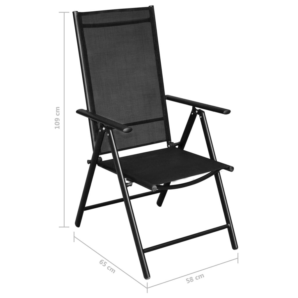vidaXL 9 Piece Folding Outdoor Dining Set Aluminium Black