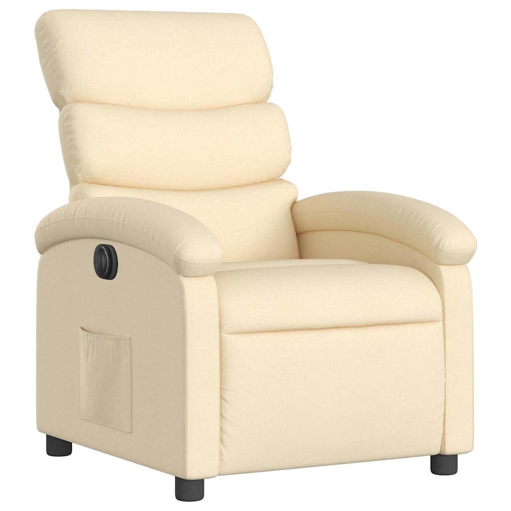 vidaXL Electric Recliner Chair Cream Fabric