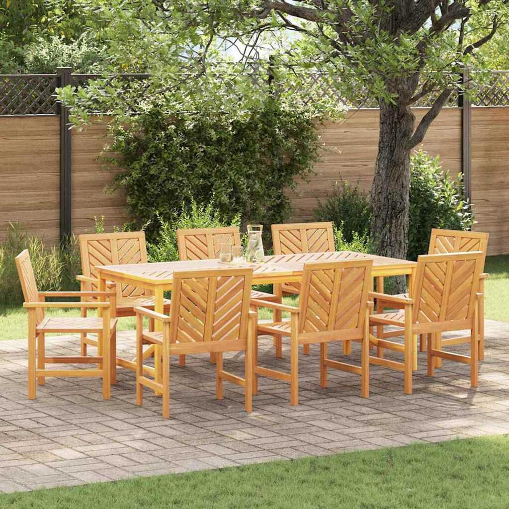vidaXL Garden Dining Set 9 pcs Brown 200 x 90 x 74 cm