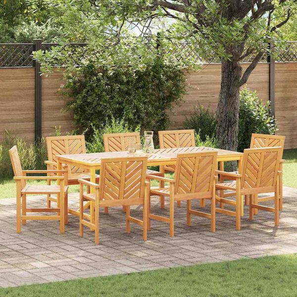 vidaXL Garden Dining Set 9 pcs Brown 200 x 90 x 74 cm
