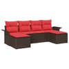 vidaXL Garden Sofa Set with Cushion 6 pcs Brown Poly Rattan