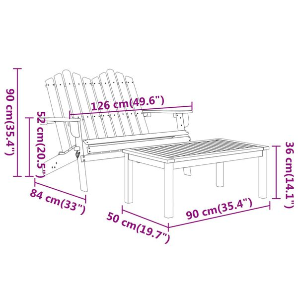 vidaXL 2 Piece Adirondack Garden Lounge Set Solid Wood Acacia