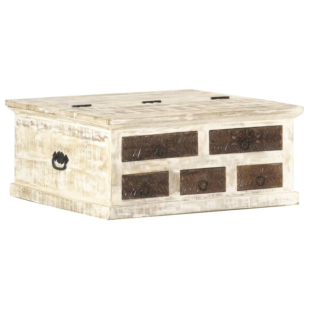 vidaXL Coffee Table White 68x68x30 cm Solid Mango Wood