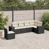 vidaXL 6 Piece Garden Sofa Set with Cushions Black Poly Rattan