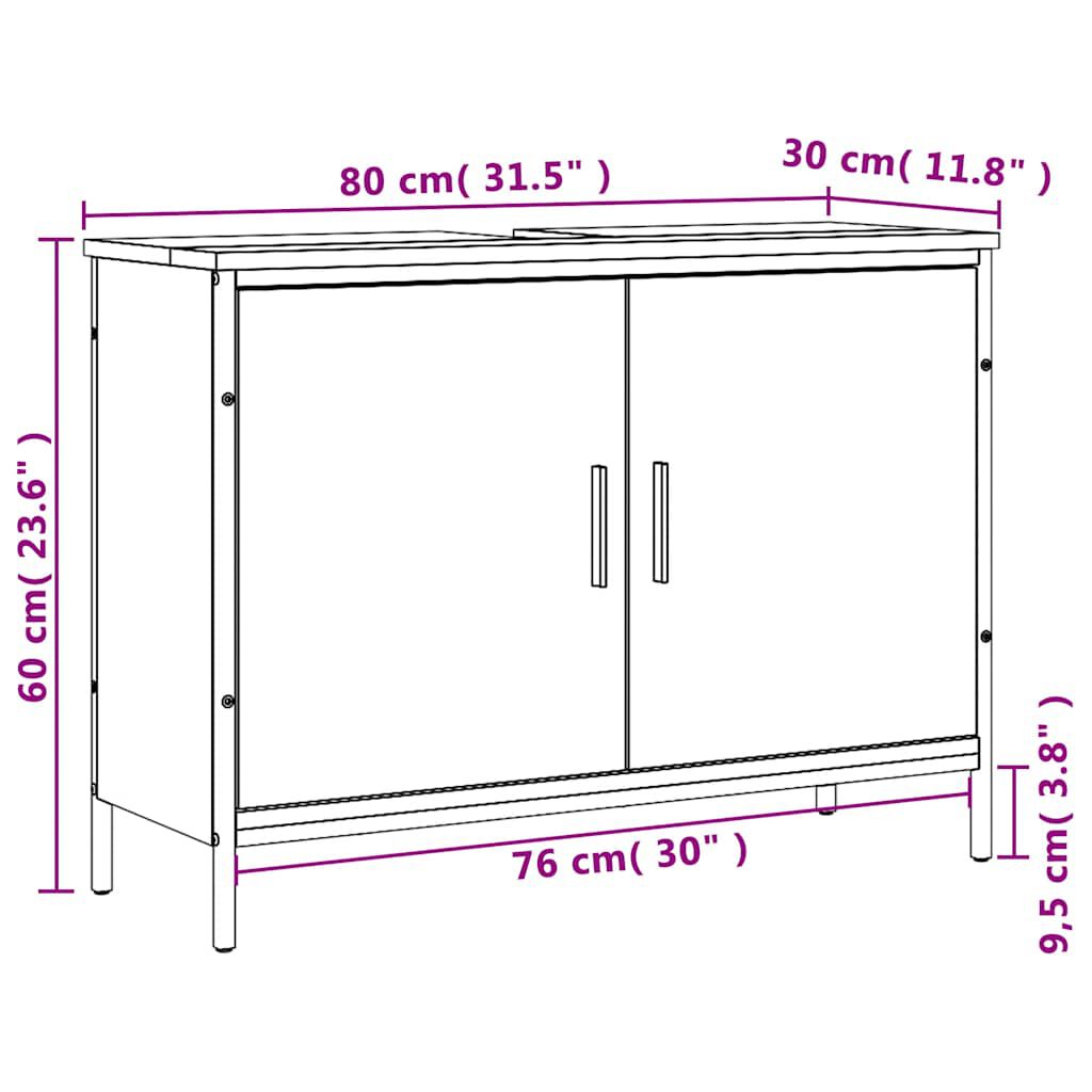 vidaXL Bathroom Sink Cabinet Black 80x30x60 cm Engineered Wood