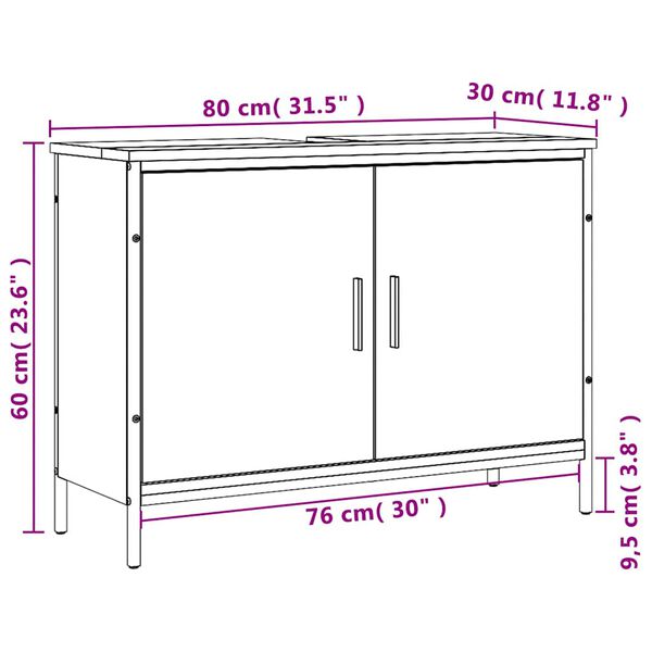 vidaXL Bathroom Sink Cabinet Black 80x30x60 cm Engineered Wood