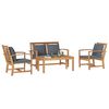 vidaXL Garden Sofa Set 4 pcs Natural Solid teak wood