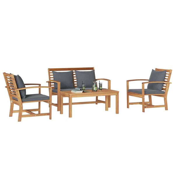 vidaXL Garden Sofa Set 4 pcs Natural Solid teak wood