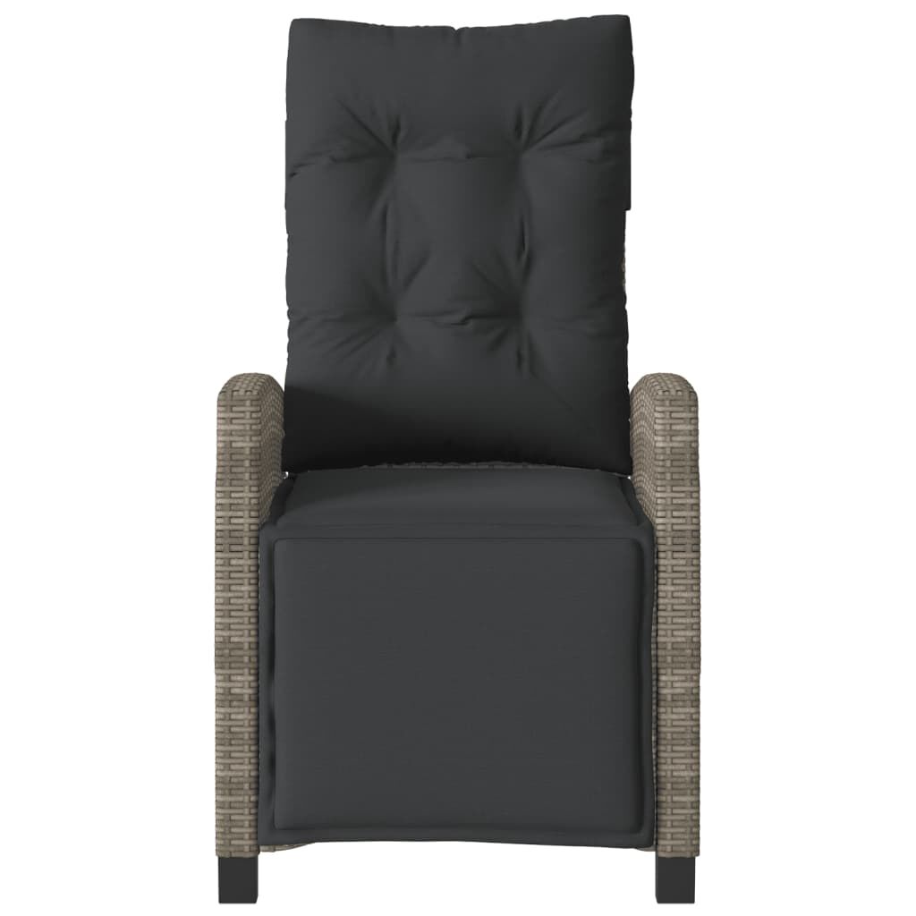 vidaXL 3 Piece Bistro Set with Cushions Grey Poly Rattan