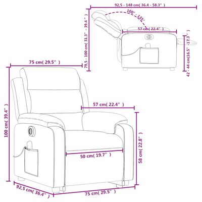 vidaXL Electric Stand up Massage Recliner Chair Black Faux Leather