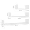 vidaXL Wall Display Shelf 3 pcs White Engineered Wood