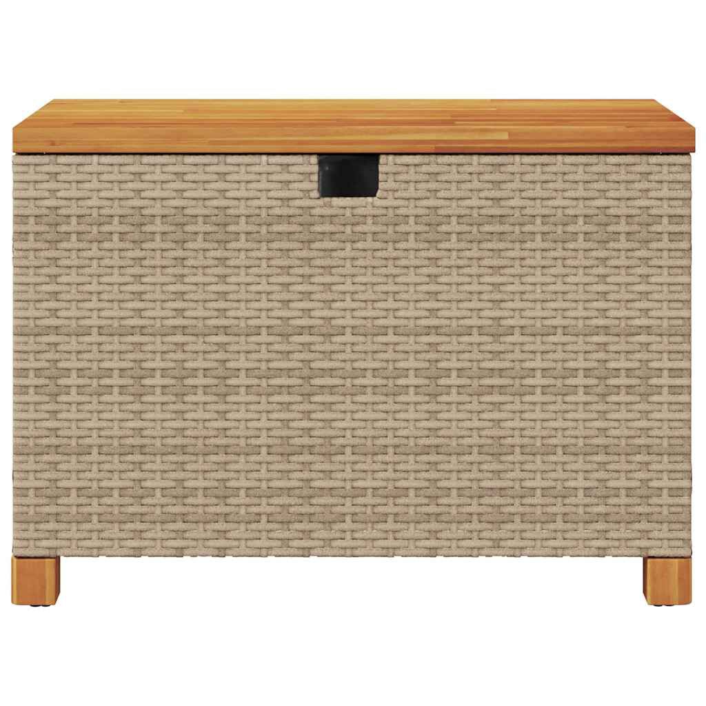 vidaXL Garden Storage Box Beige 80x40x48 cm Poly Rattan Acacia Wood