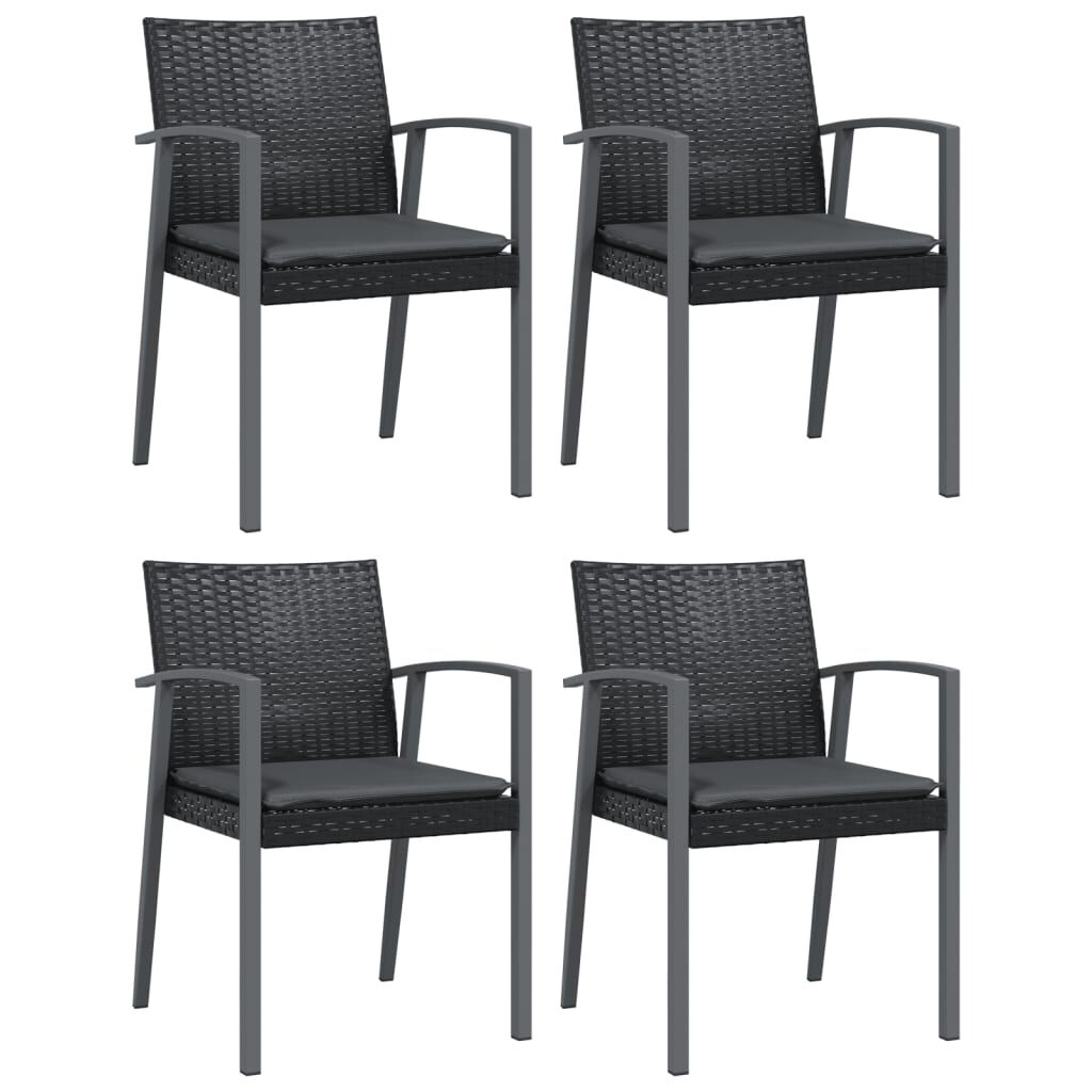 vidaXL 5 Piece Garden Dining Set with Cushions Poly Rattan and Steel