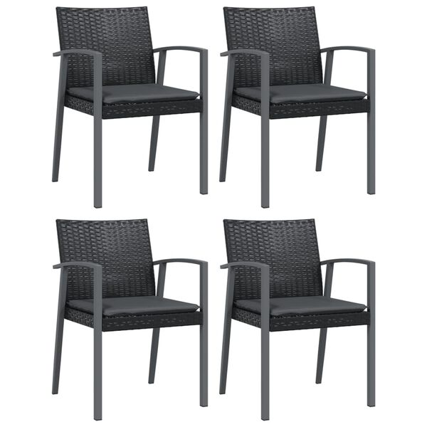 vidaXL 5 Piece Garden Dining Set with Cushions Poly Rattan and Steel
