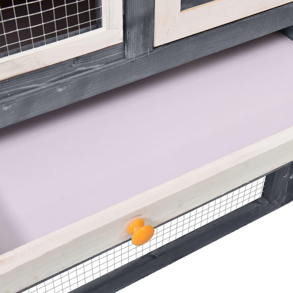 vidaXL Rabbit Hutch Grey and White 140x63x120 cm Solid Firwood