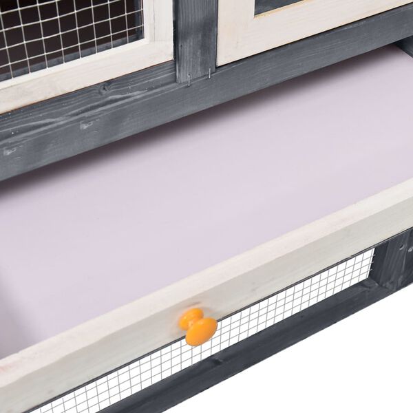 vidaXL Rabbit Hutch Grey and White 140x63x120 cm Solid Firwood